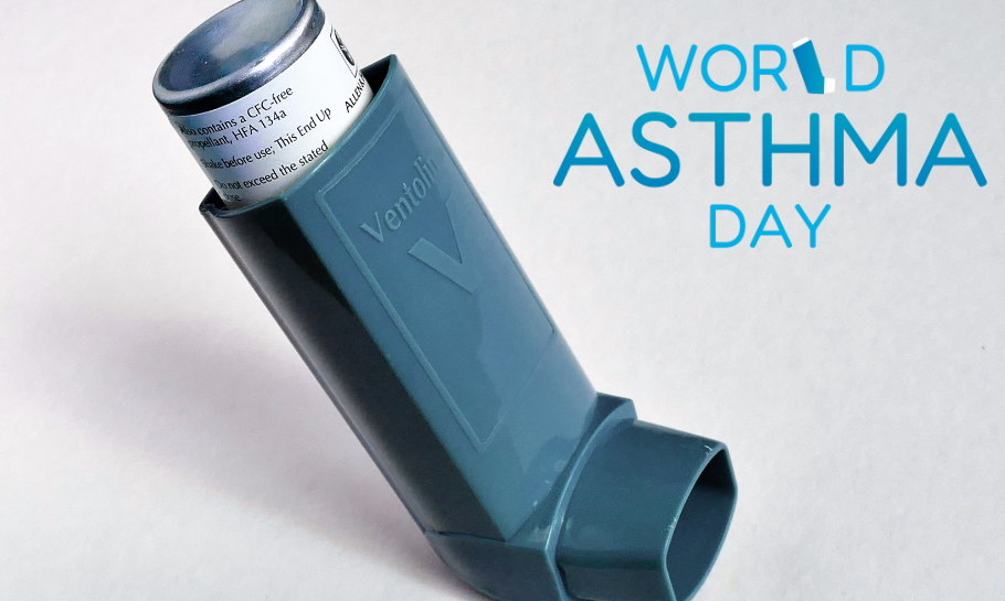 Asthma inhaler. World asthma day.