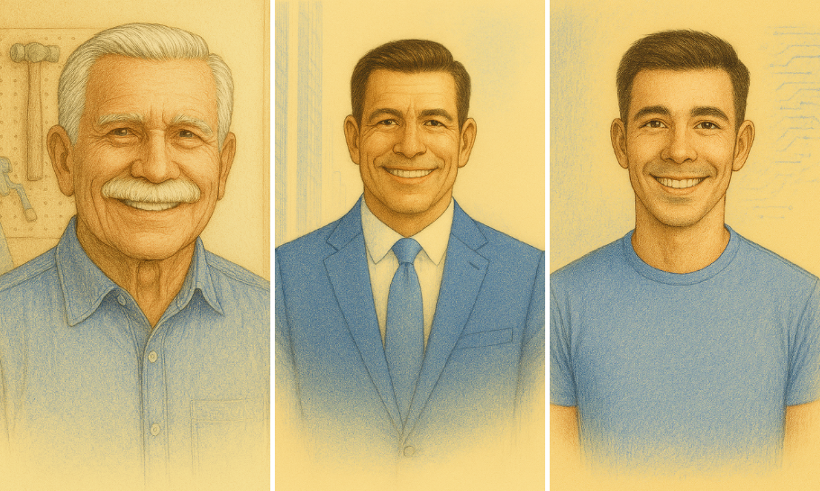 image portraying a son, father and grandfather